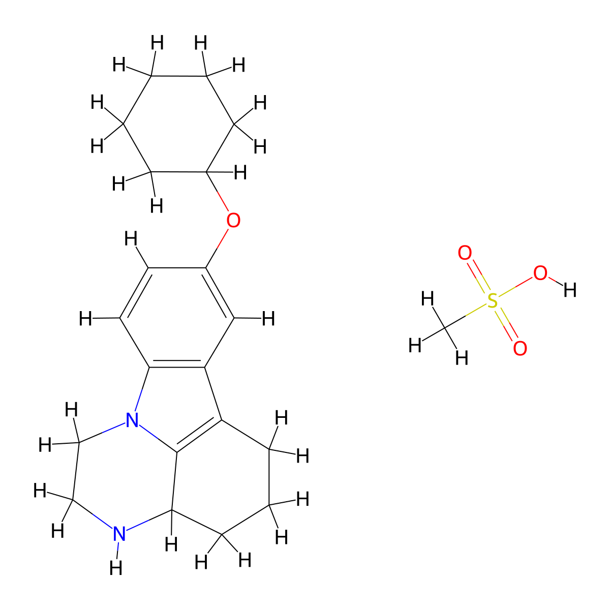 8-(cyclohexyloxy)-2,3,3a,4,5,6-hexahydro-1H-pyrazino[3,2,1-jk]carbazole methanesulfonate molecular structure, CAS 1082737-55-0
