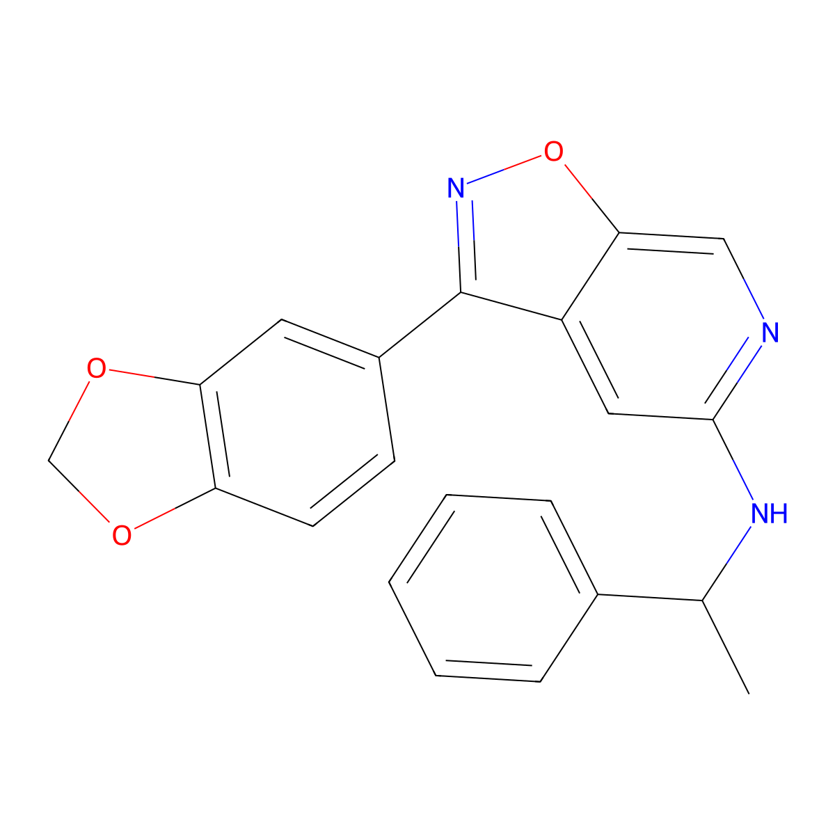 3-(1,3-Benzodioxol-5-yl)-N-[(1S)-1-phenylethyl]-isoxazolo[5,4-c]pyridin-5-amine molecular structure, CAS 1082739-92-1