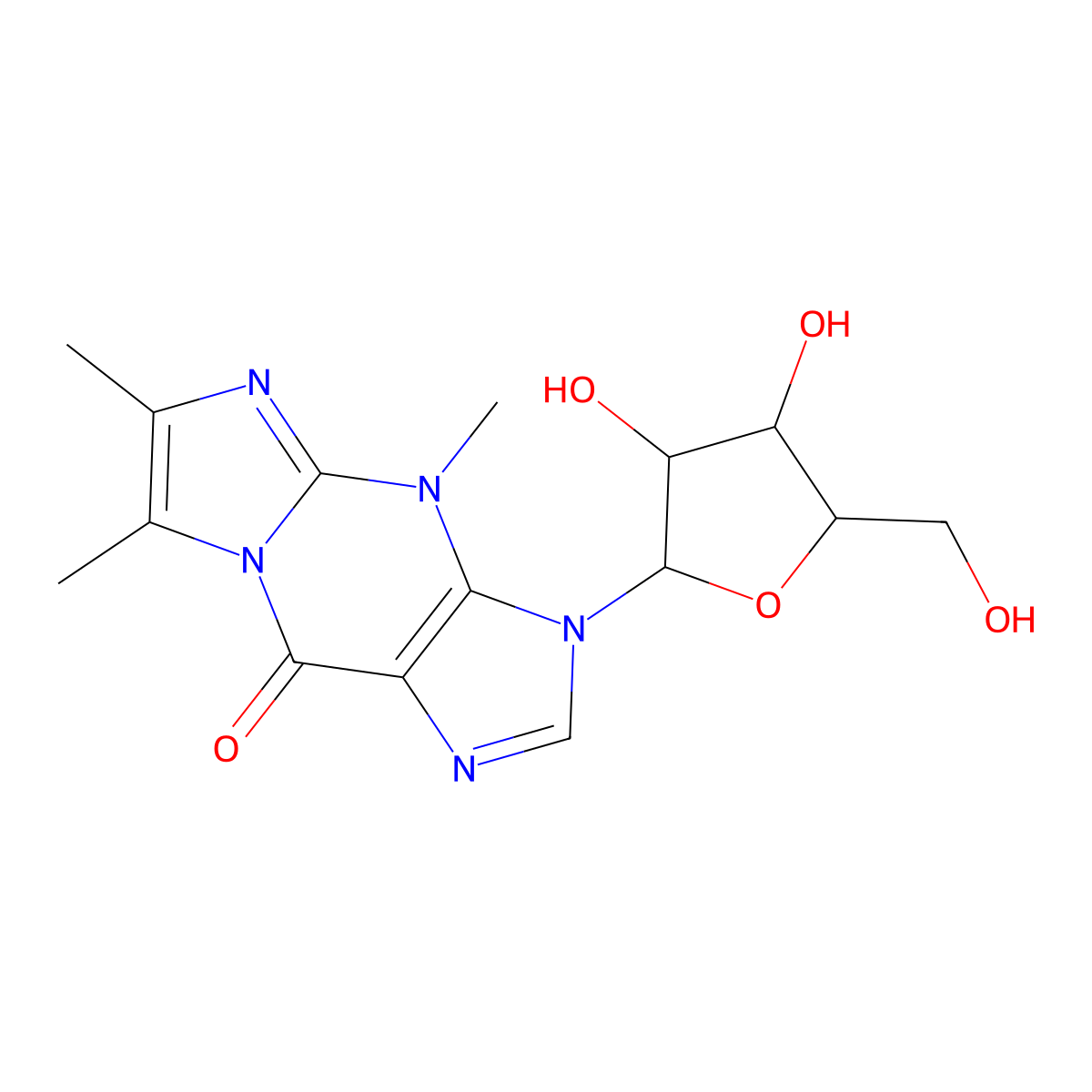 3-Ribofuranosyl-4,9-dihydro-4,6,7-trimethyl-9-oxoimidazo(1,2-a)purine molecular structure, CAS 108274-04-0