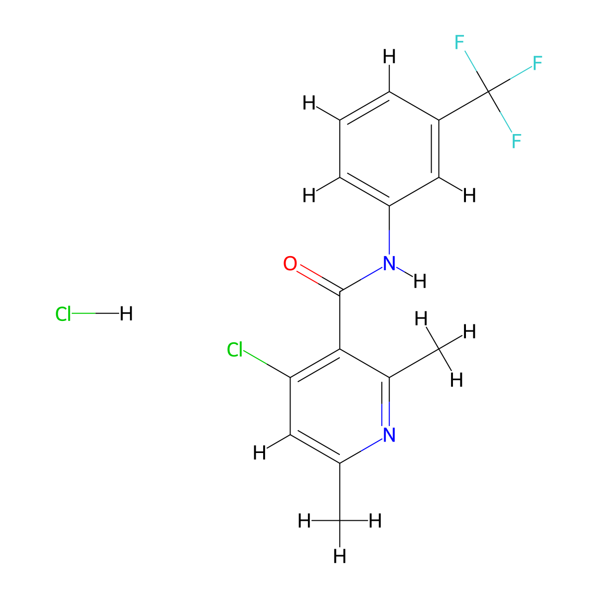 4-chloro-2,6-dimethyl-N-[3-(trifluoromethyl)phenyl]nicotinamide hydrochloride molecular structure, CAS 1082742-27-5
