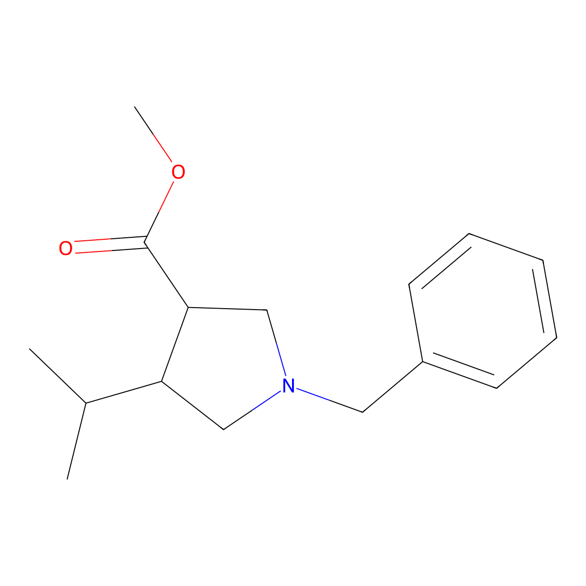 Methyl 1-benzyl-4-propan-2-ylpyrrolidine-3-carboxylate molecular structure, CAS 1082745-42-3
