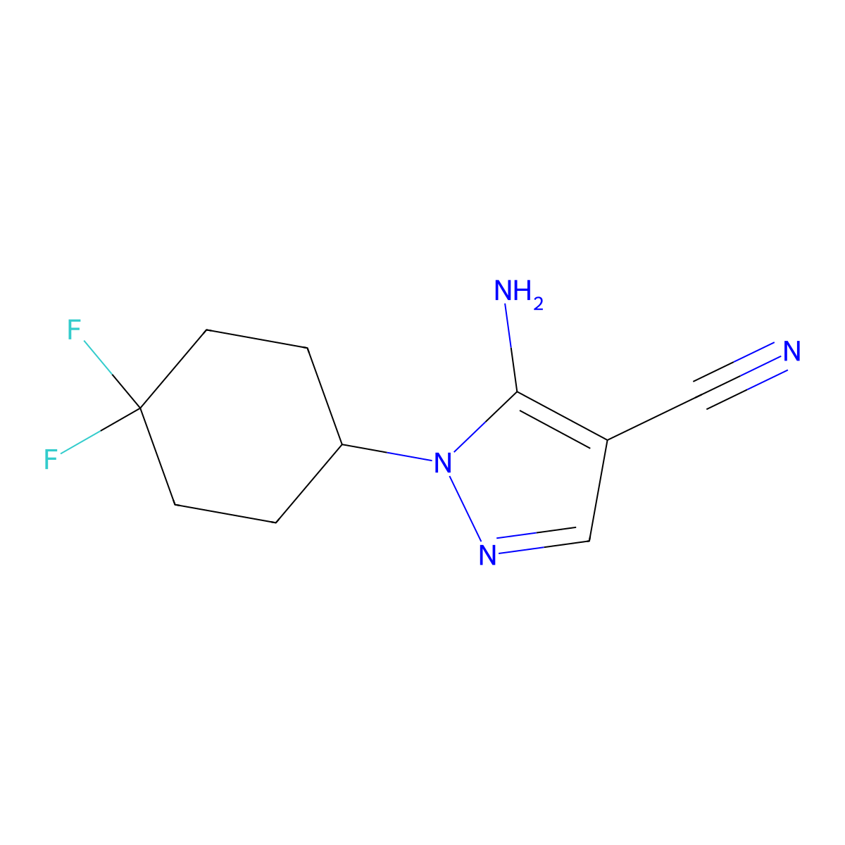 5-Amino-1-(4,4-difluorocyclohexyl)-1h-pyrazole-4-carbonitrile molecular structure, CAS 1082745-53-6
