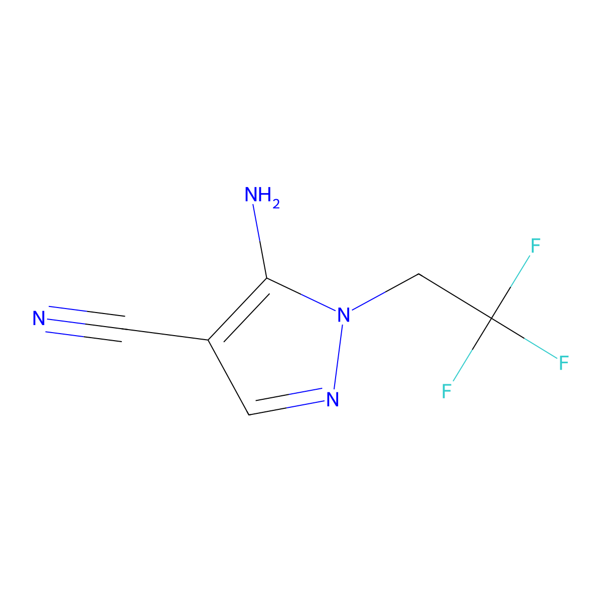 5-Amino-1-(2,2,2-trifluoroethyl)-1H-pyrazole-4-carbonitrile molecular structure, CAS 1082745-56-9