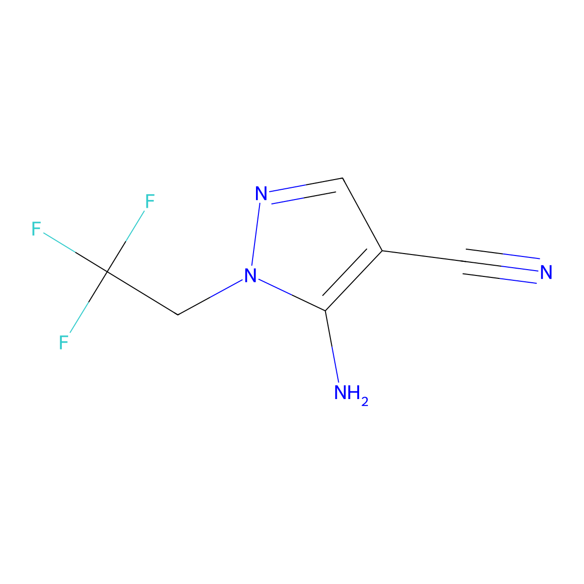 5-Amino-1-(2,2,2-trifluoroethyl)-1H-pyrazole-4-carbonitrile molecular structure, CAS 1082745-56-9