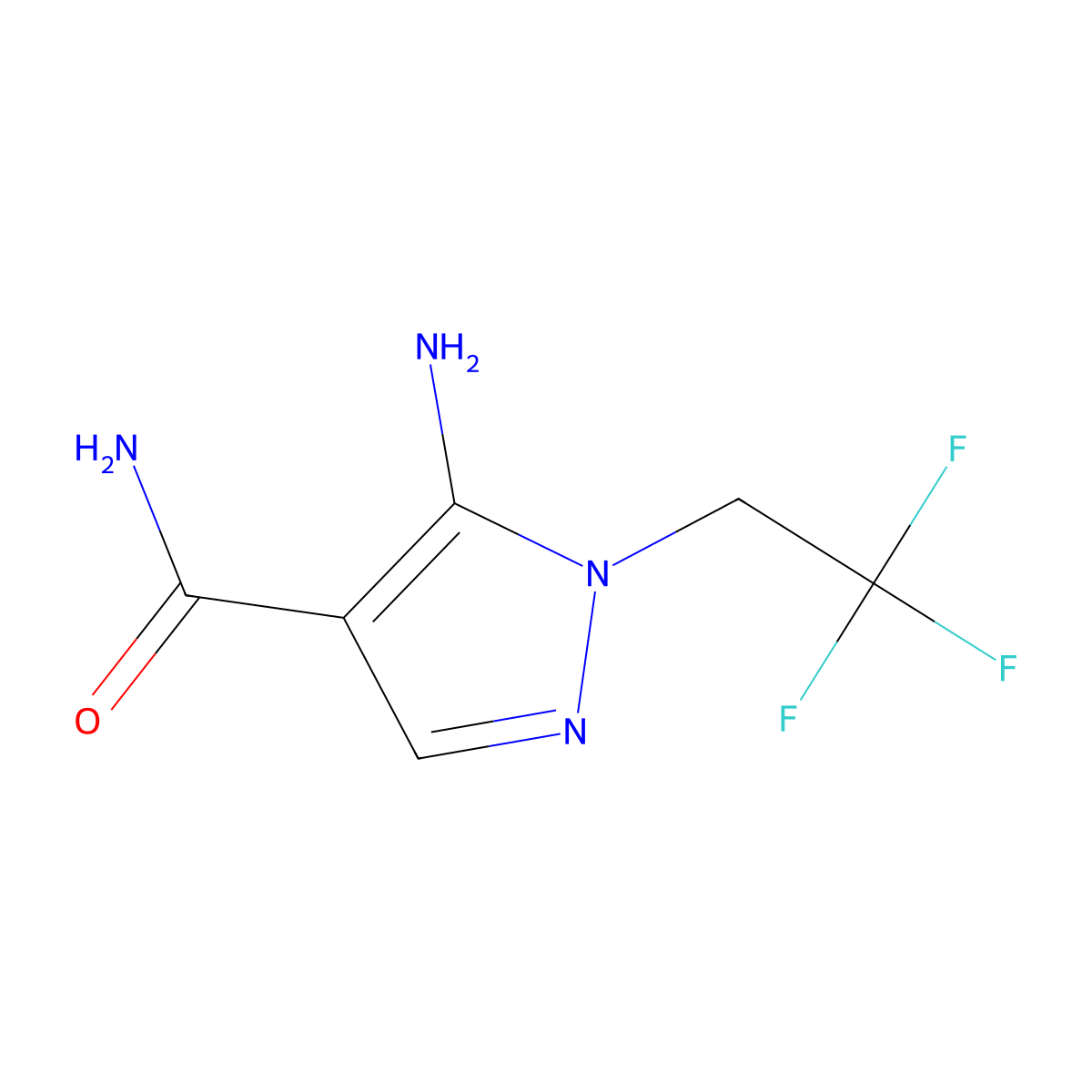 5-amino-1-(2,2,2-trifluoroethyl)-1H-pyrazole-4-carboxamide molecular structure, CAS 1082745-57-0