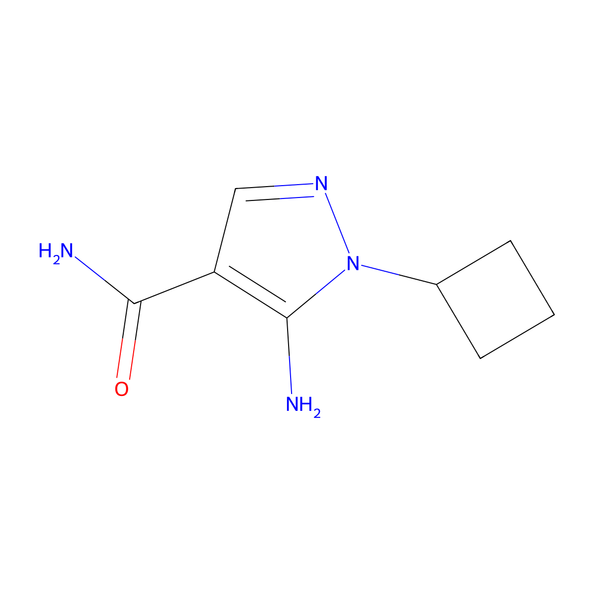 5-amino-1-cyclobutyl-1H-pyrazole-4-carboxamide molecular structure, CAS 1082745-59-2