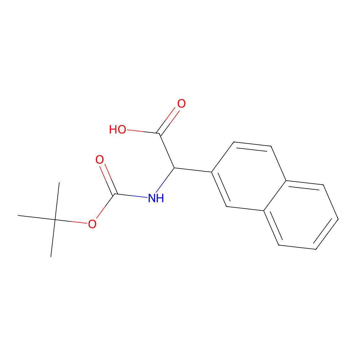 (alphaS)-alpha-[[(1,1-Dimethylethoxy)carbonyl]amino]-2-naphthaleneacetic acid molecular structure, CAS 1082750-59-1