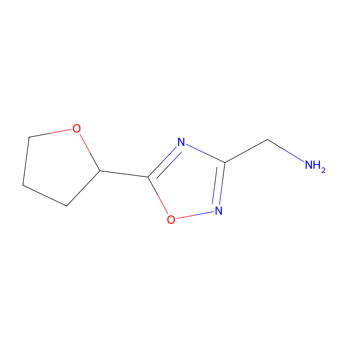 (5-(Tetrahydrofuran-2-yl)-1,2,4-oxadiazol-3-yl)methanamine molecular structure, CAS 1082766-07-1