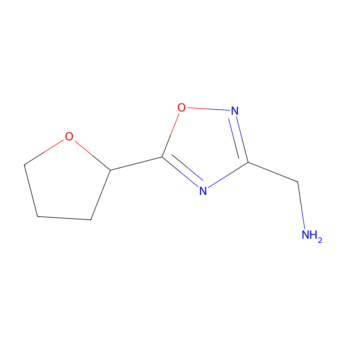 (5-(Tetrahydrofuran-2-yl)-1,2,4-oxadiazol-3-yl)methanamine molecular structure, CAS 1082766-07-1