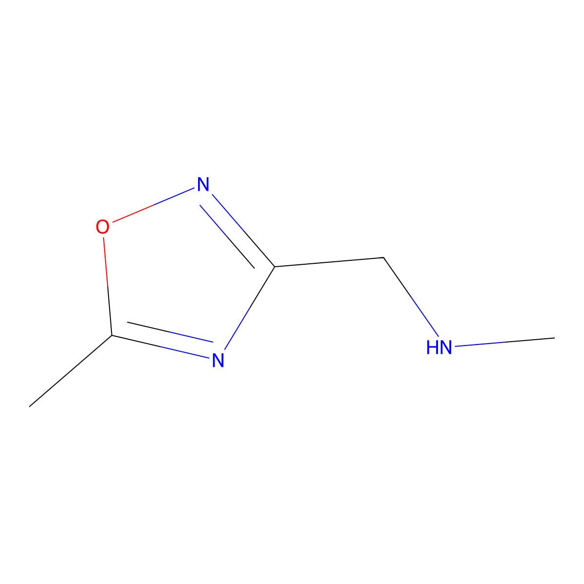 N-Methyl-1-(5-methyl-1,2,4-oxadiazol-3-YL)methanamine molecular structure, CAS 1082766-58-2