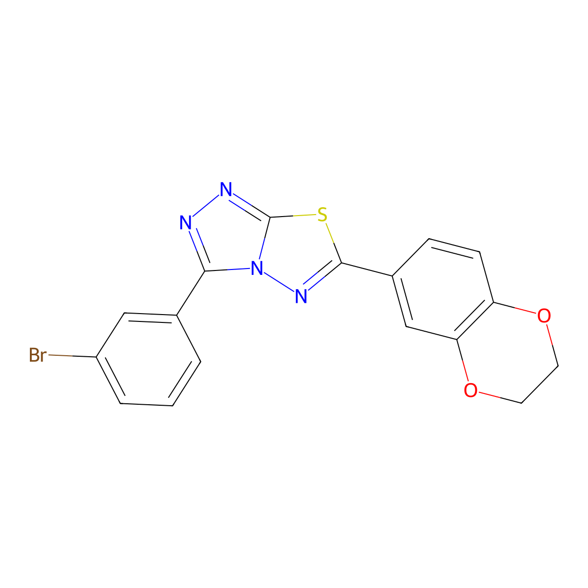 3-(3-Bromophenyl)-6-(2,3-dihydro-1,4-benzodioxin-6-yl)[1,2,4]triazolo[3,4-b][1,3,4]thiadiazole molecular structure, CAS 1082767-48-3