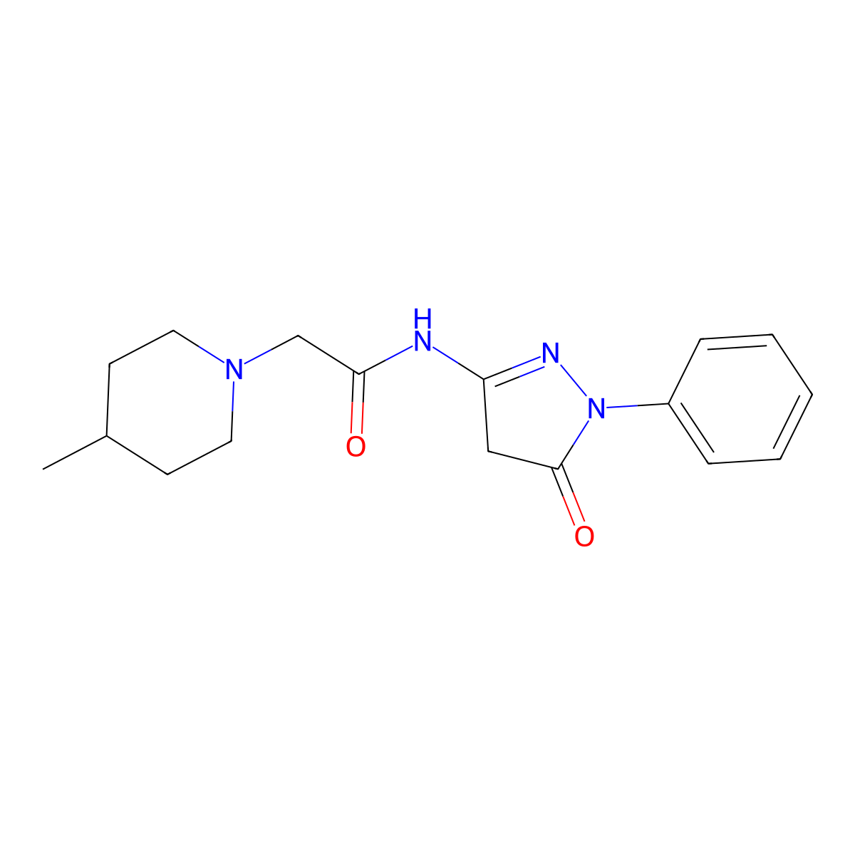 2-(4-methyl-1-piperidinyl)-N-(5-oxo-1-phenyl-4,5-dihydro-1H-pyrazol-3-yl)acetamide molecular structure, CAS 1082767-81-4