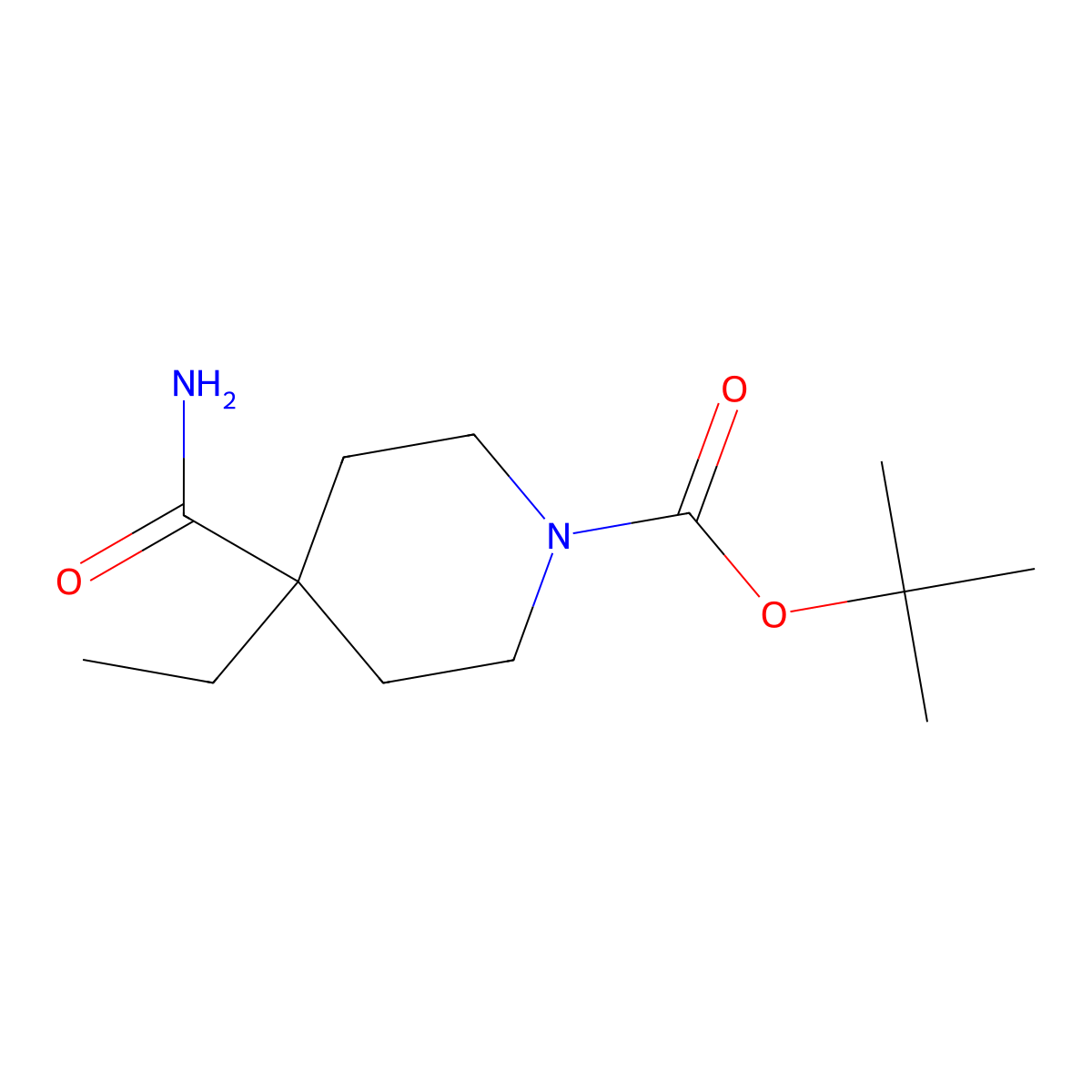 1-Boc-4-ethylpiperidine-4-carboxamide molecular structure, CAS 1082768-73-7
