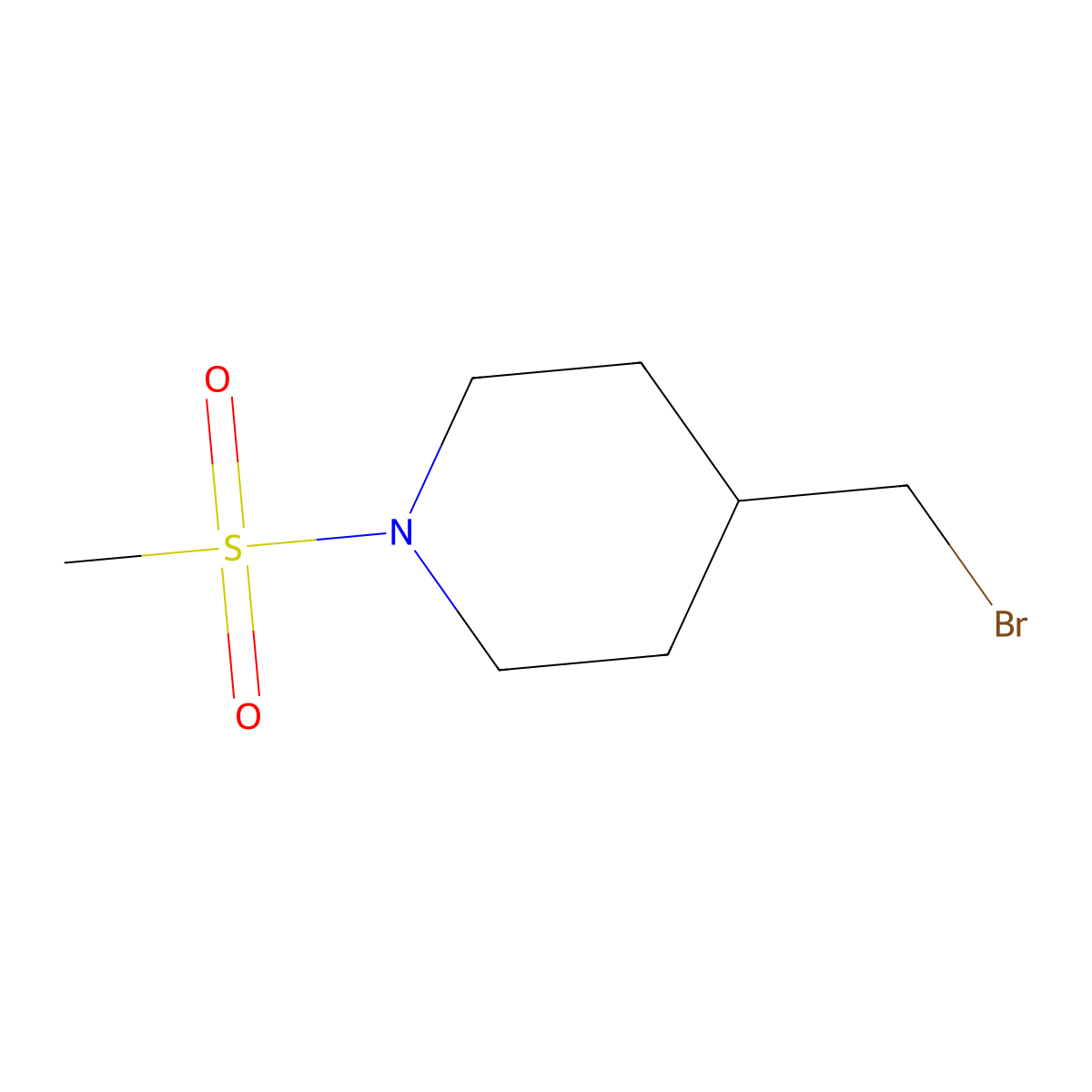 4-(Bromomethyl)-1-(methylsulfonyl)piperidine molecular structure, CAS 1082786-45-5