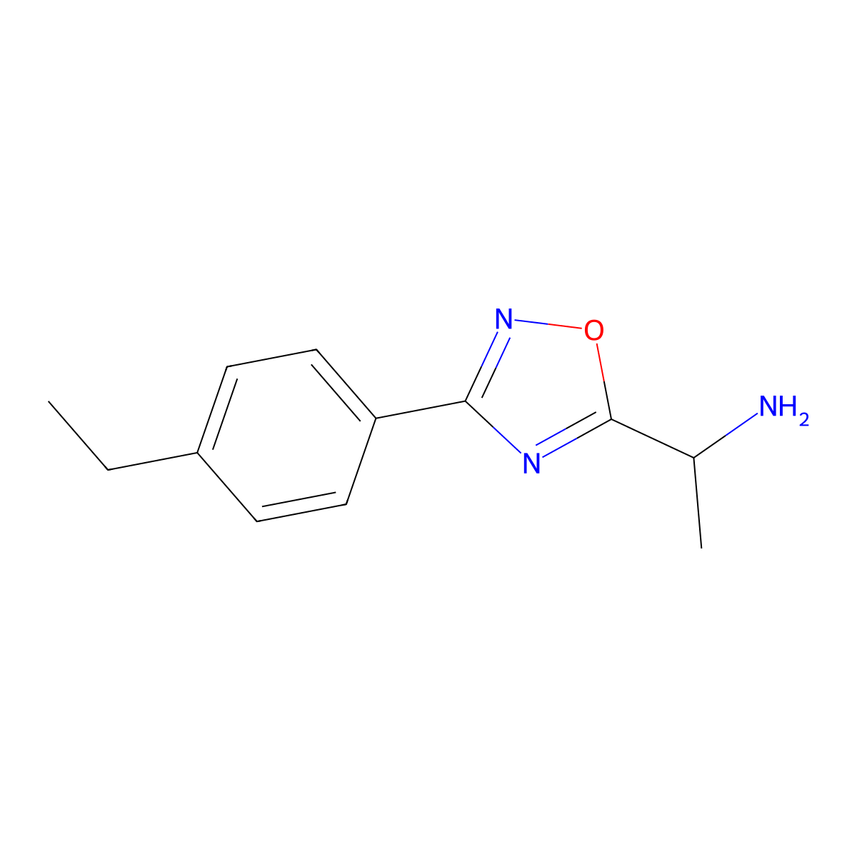 1-[3-(4-Ethylphenyl)-1,2,4-oxadiazol-5-yl]ethan-1-amine molecular structure, CAS 1082807-29-1