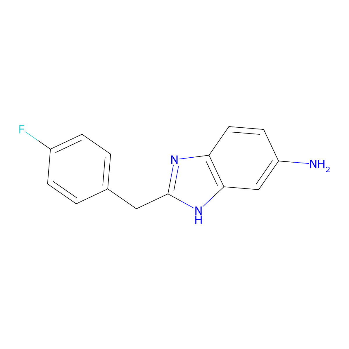 2-[(4-Fluorophenyl)methyl]-1H-1,3-benzodiazol-5-amine molecular structure, CAS 108281-62-5