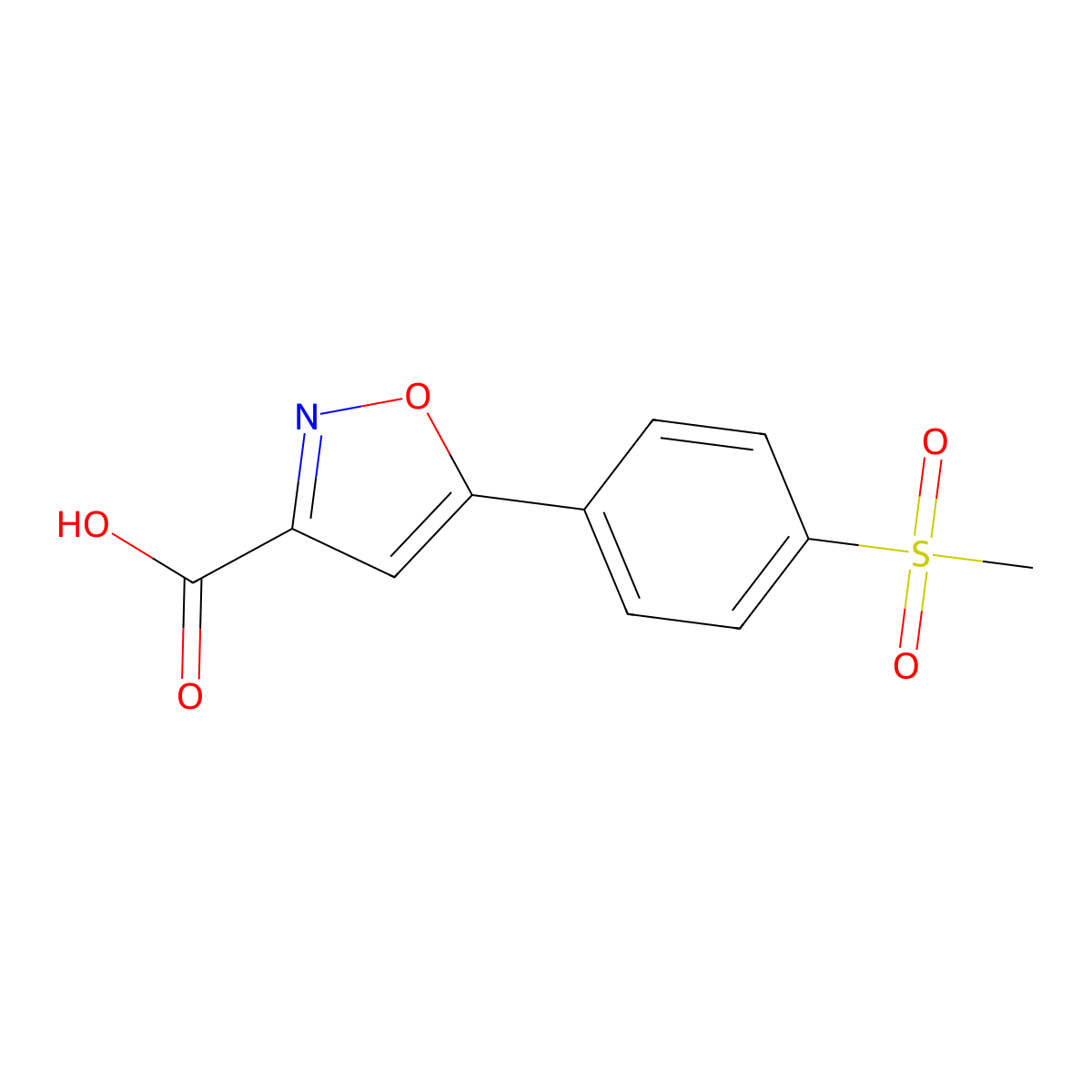 5-[4-(Methylsulfonyl)phenyl]isoxazole-3-carboxylic acid molecular structure, CAS 1082821-82-6