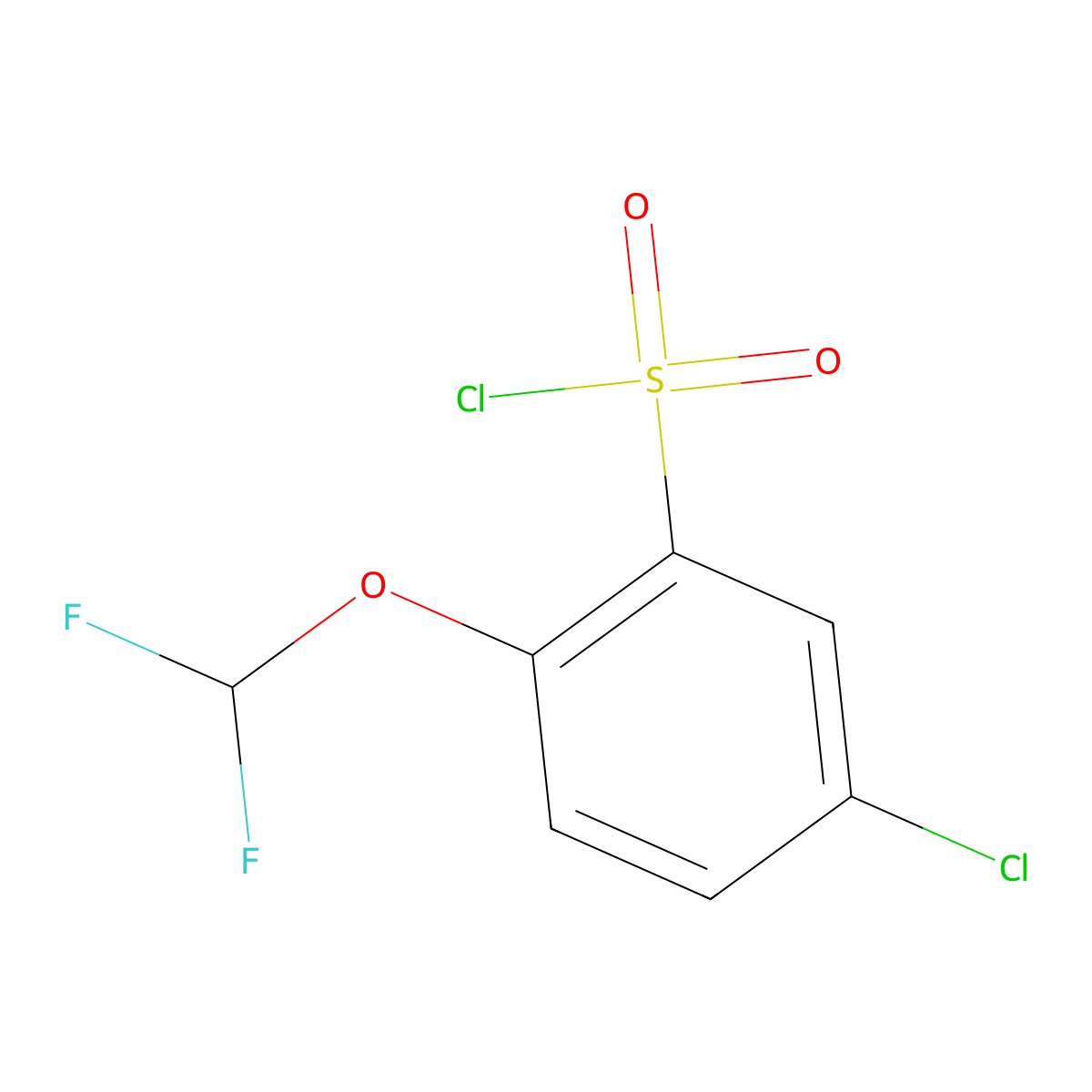 5-Chloro-2-(difluoromethoxy)benzene-1-sulfonyl chloride molecular structure, CAS 1082821-83-7