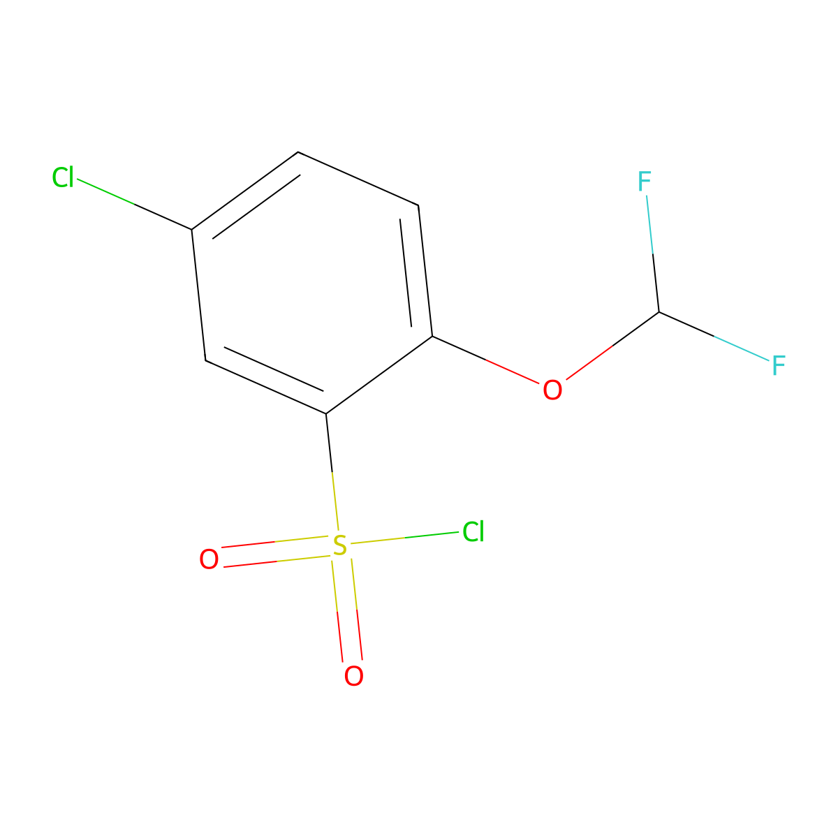 5-Chloro-2-(difluoromethoxy)benzene-1-sulfonyl chloride molecular structure, CAS 1082821-83-7