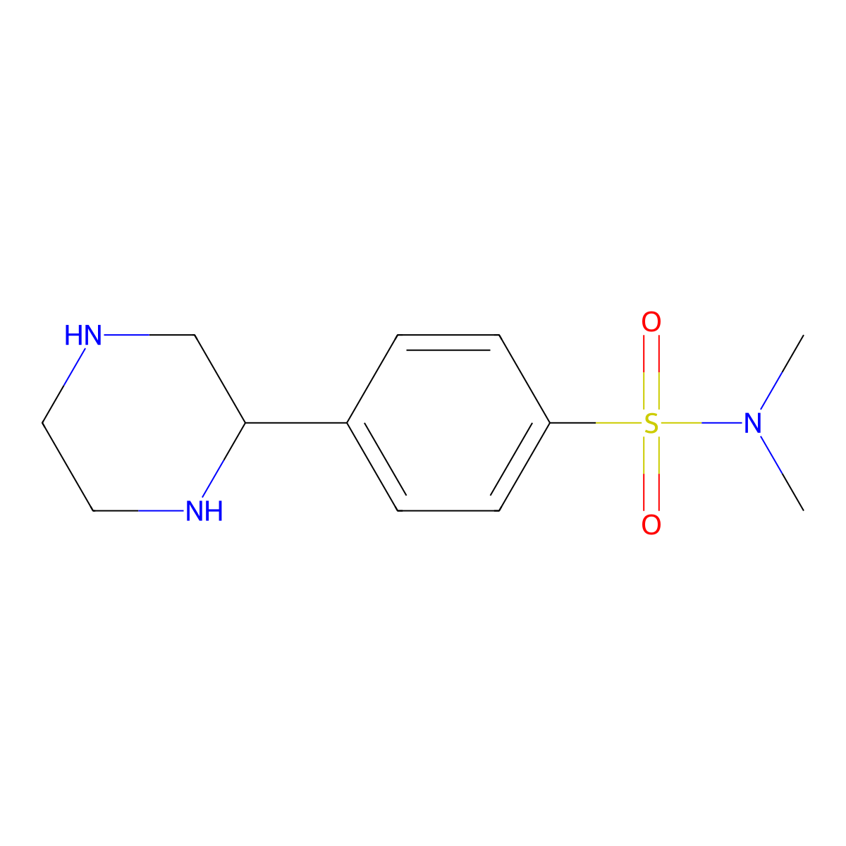 N,N-Dimethyl-4-(piperazin-2-yl)benzenesulfonamide molecular structure, CAS 1082821-94-0