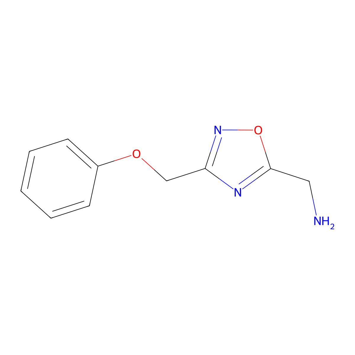 1-[3-(Phenoxymethyl)-1,2,4-oxadiazol-5-yl]methanamine molecular structure, CAS 1082823-88-8