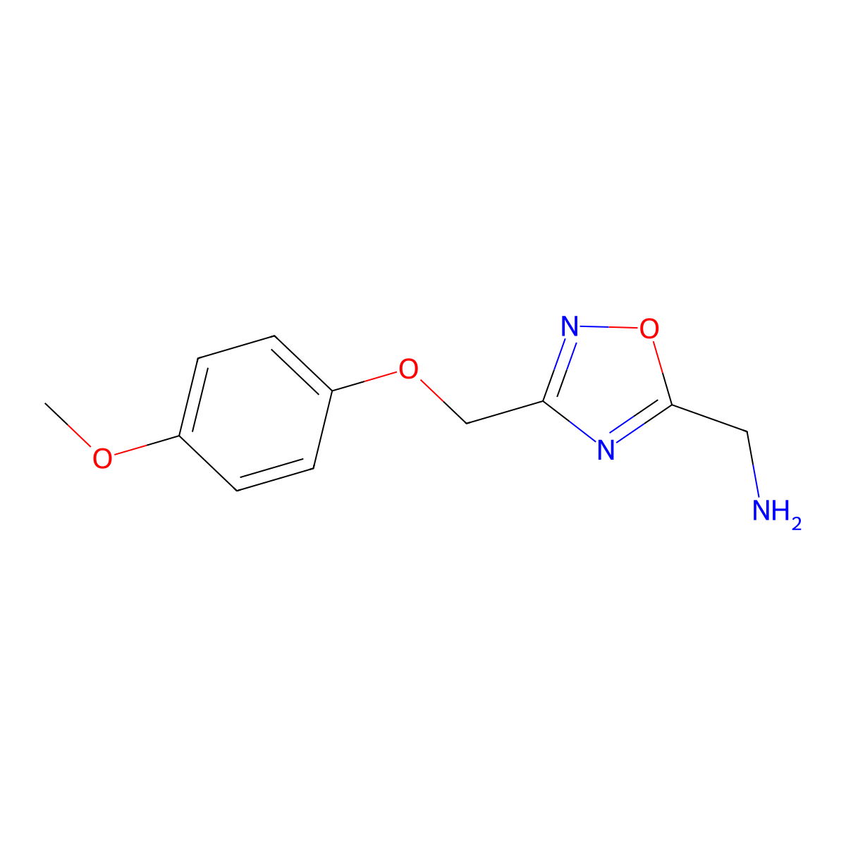 1-{3-[(4-Methoxyphenoxy)methyl]-1,2,4-oxadiazol-5-yl}methanamine molecular structure, CAS 1082823-93-5
