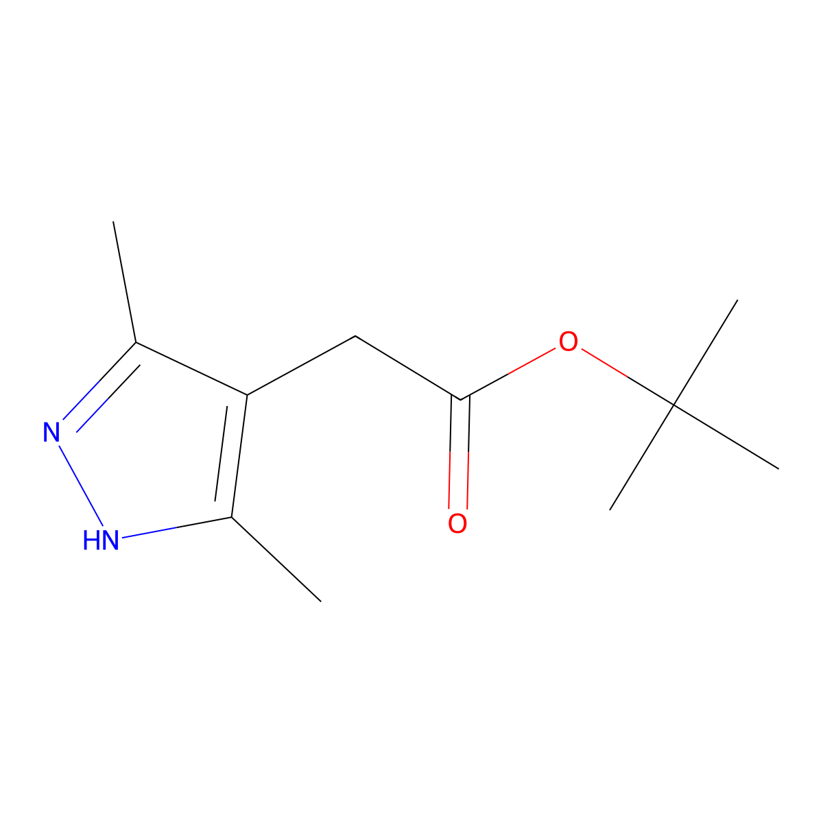 tert-butyl 2-(3,5-dimethyl-1H-pyrazol-4-yl)acetate molecular structure, CAS 1082827-81-3