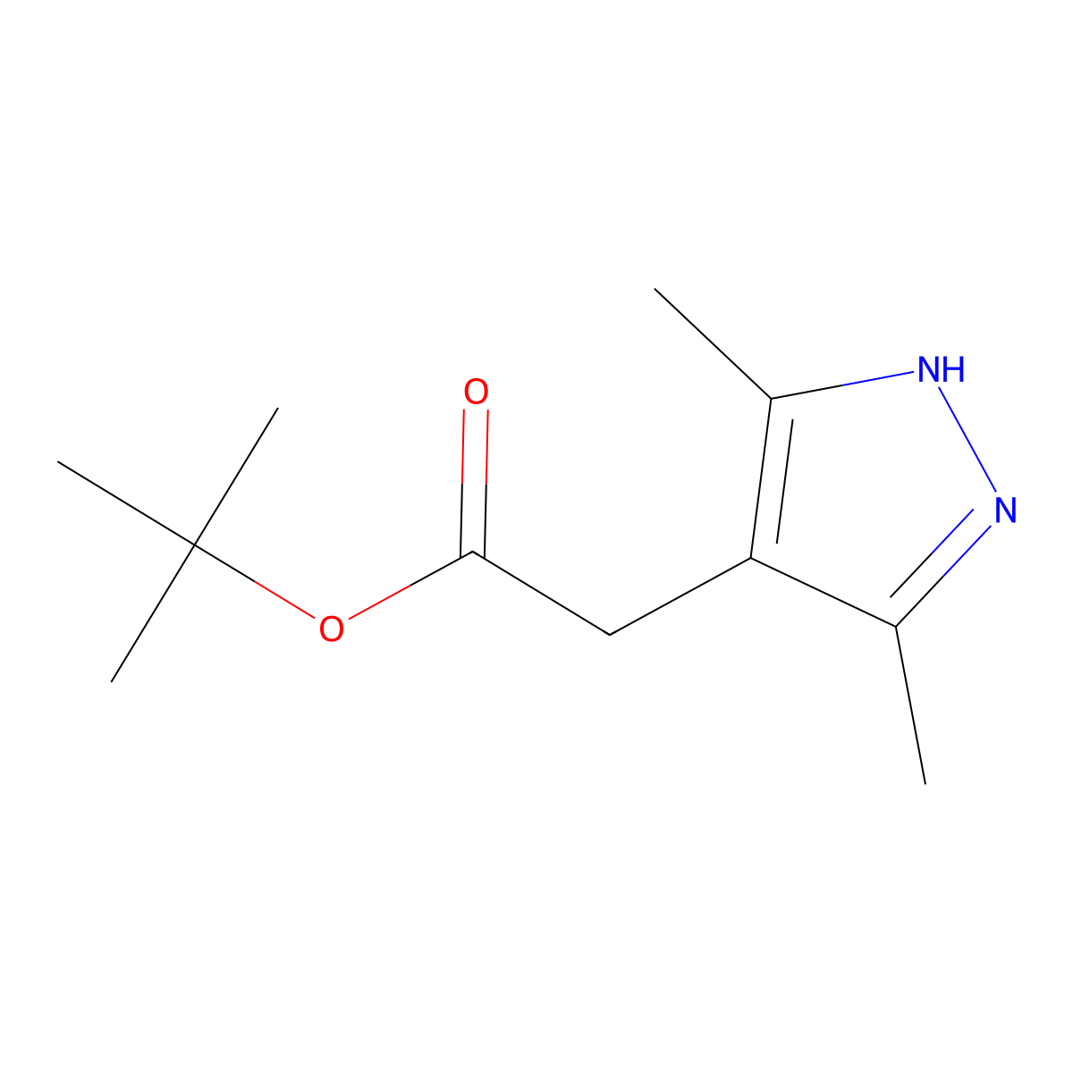 tert-butyl 2-(3,5-dimethyl-1H-pyrazol-4-yl)acetate molecular structure, CAS 1082827-81-3