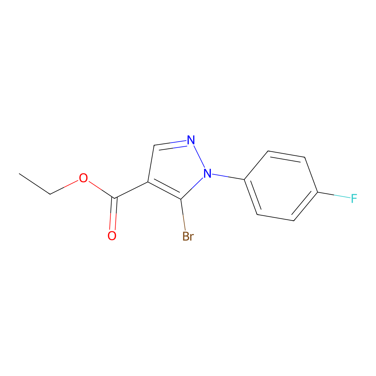 Ethyl 5-bromo-1-(4-fluorophenyl)-1H-pyrazole-4-carboxylate molecular structure, CAS 1082828-31-6