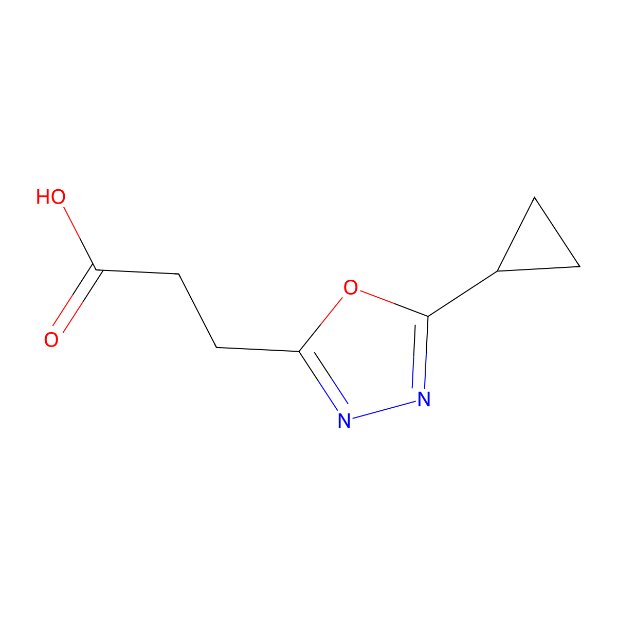 3-(5-Cyclopropyl-1,3,4-oxadiazol-2-yl)propanoic acid molecular structure, CAS 1082828-42-9
