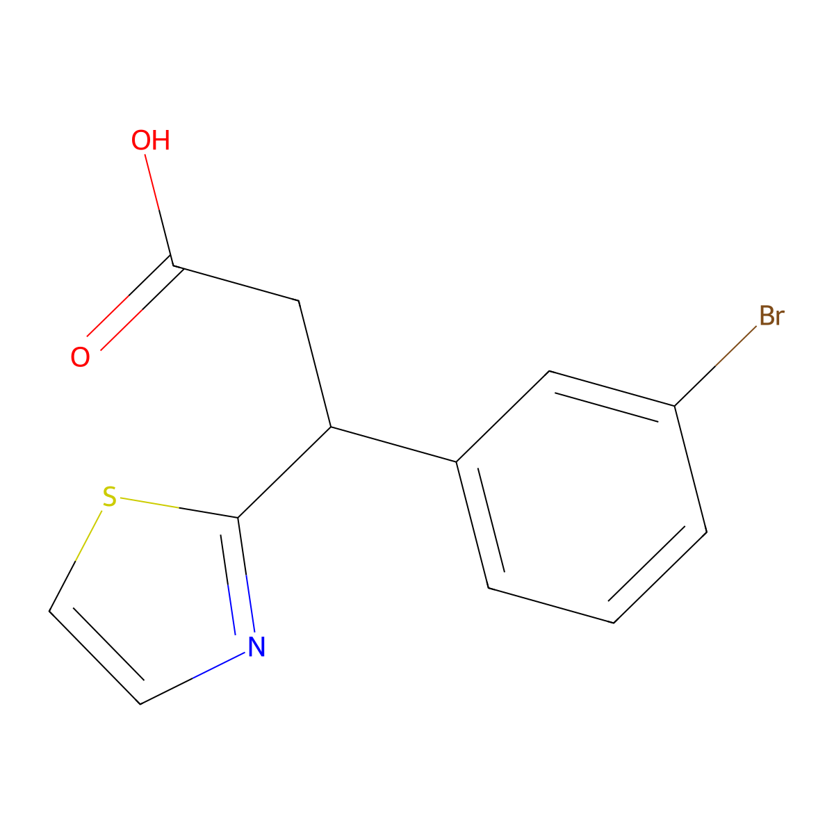 3-(3-Bromophenyl)-3-(1,3-thiazol-2-yl)propanoic acid molecular structure, CAS 1082829-38-6