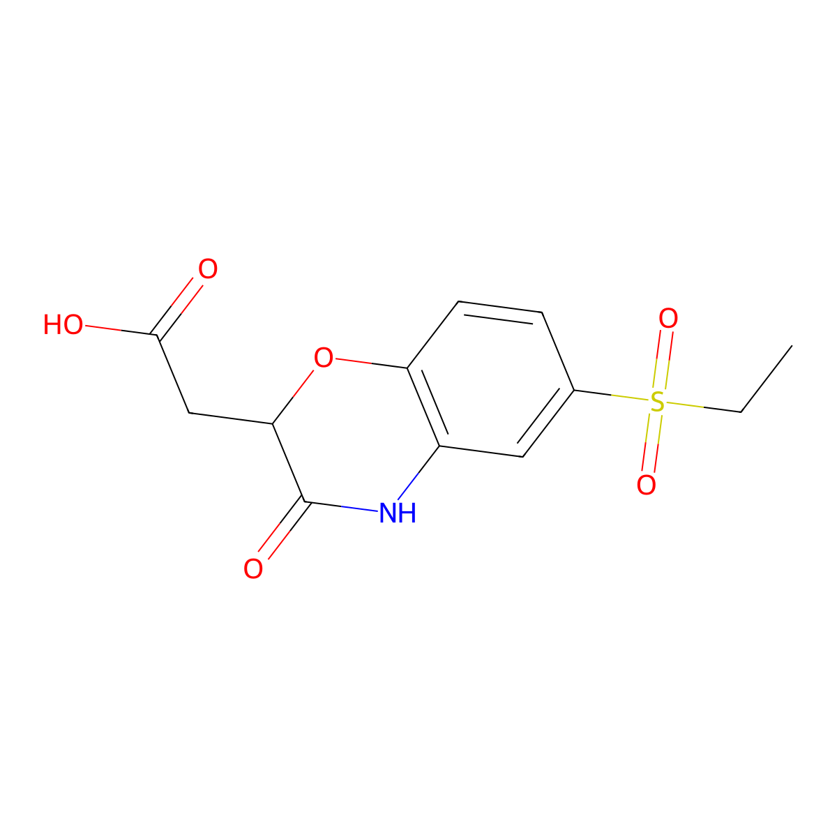 2-[6-(ethanesulfonyl)-3-oxo-3,4-dihydro-2H-1,4-benzoxazin-2-yl]acetic acid molecular structure, CAS 1082837-93-1