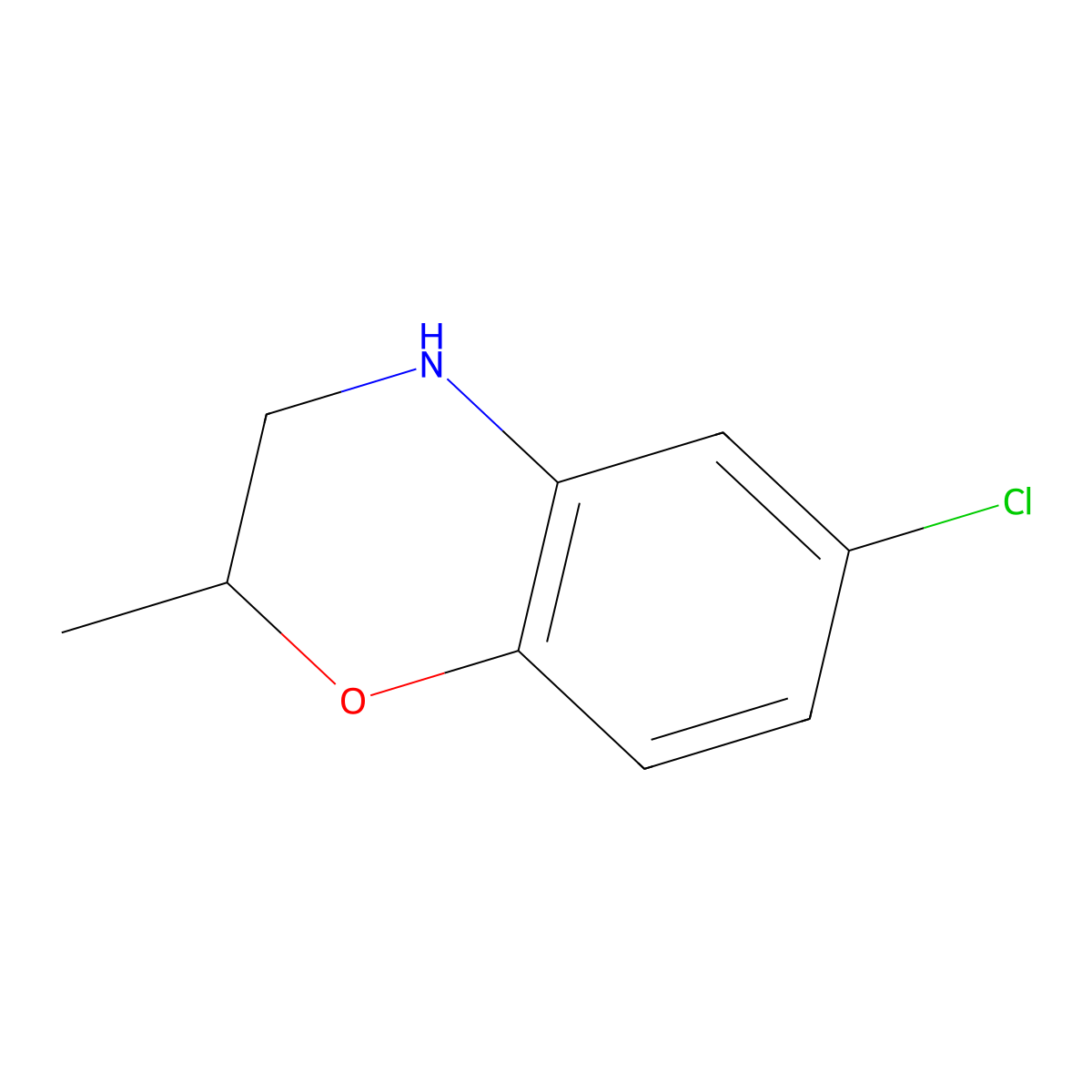 6-chloro-2-methyl-3,4-dihydro-2H-1,4-benzoxazine molecular structure, CAS 1082837-97-5