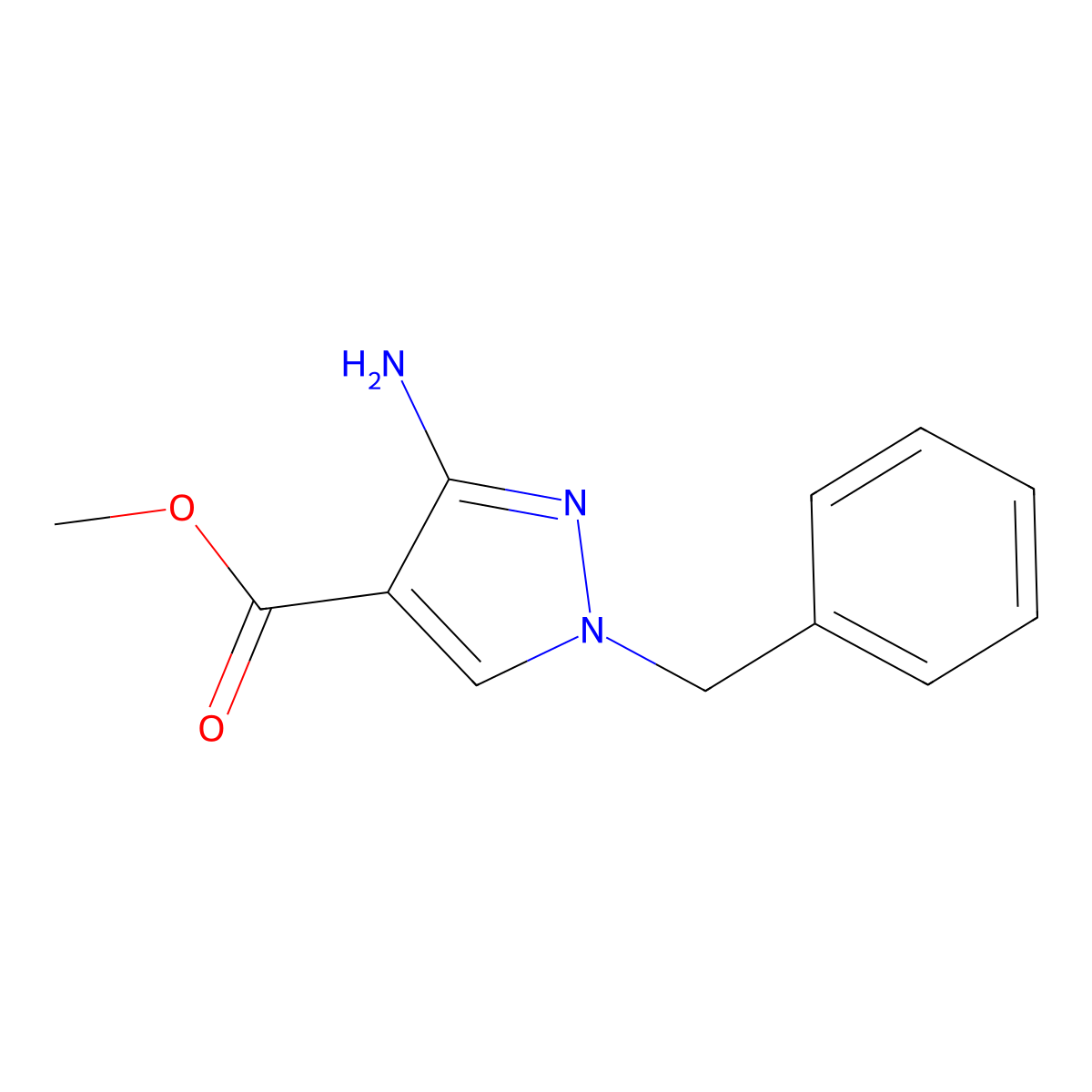 methyl 3-amino-1-benzyl-1H-pyrazole-4-carboxylate molecular structure, CAS 108284-34-0