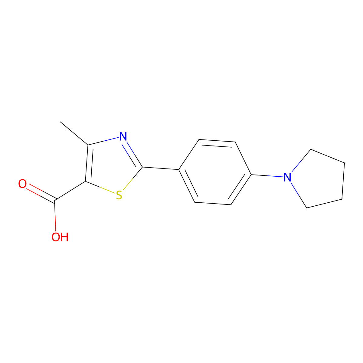 4-Methyl-2-[4-(pyrrolidin-1-YL)phenyl]-1,3-thiazole-5-carboxylic acid molecular structure, CAS 1082842-86-1