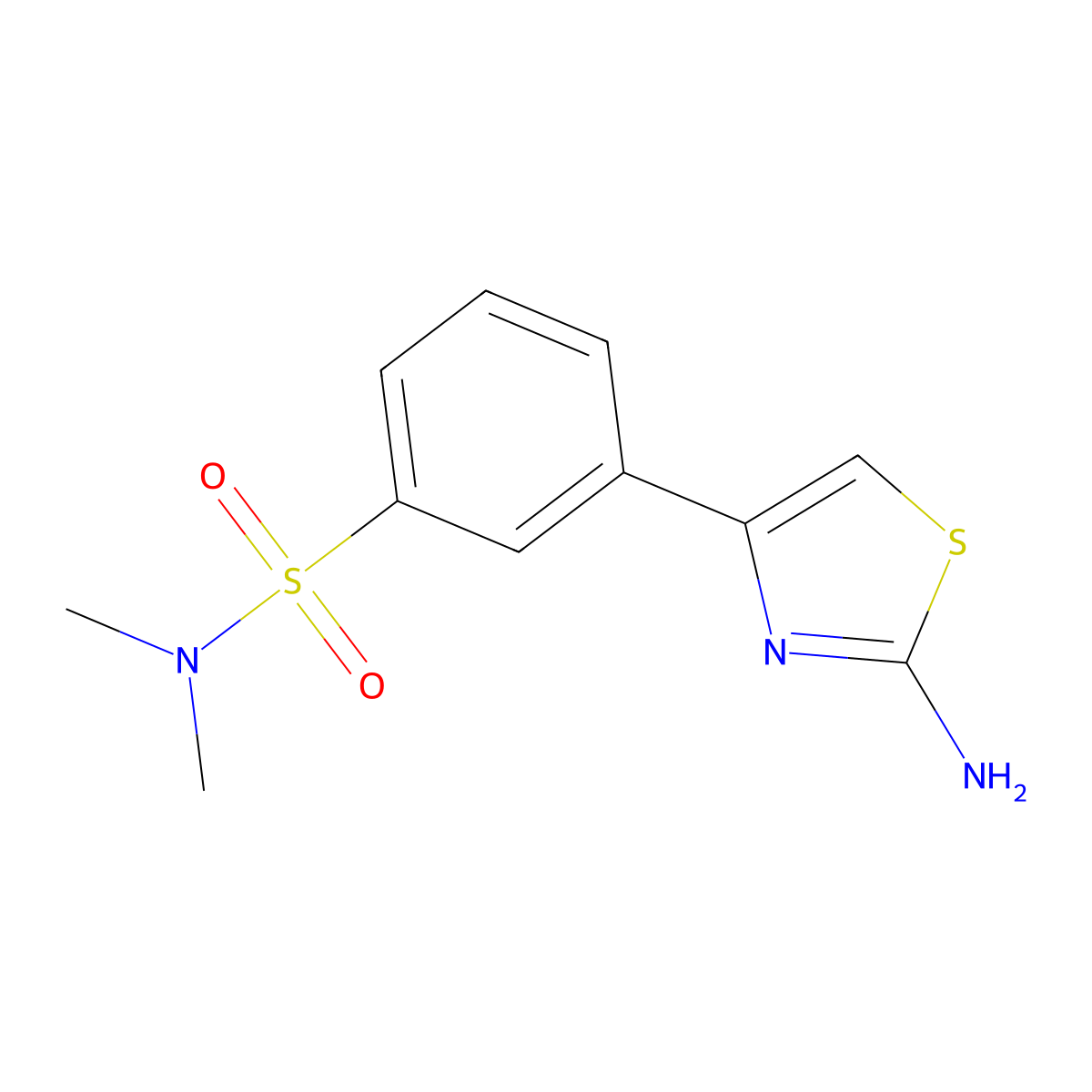 3-(2-amino-1,3-thiazol-4-yl)-N,N-dimethylbenzene-1-sulfonamide molecular structure, CAS 1082843-26-2