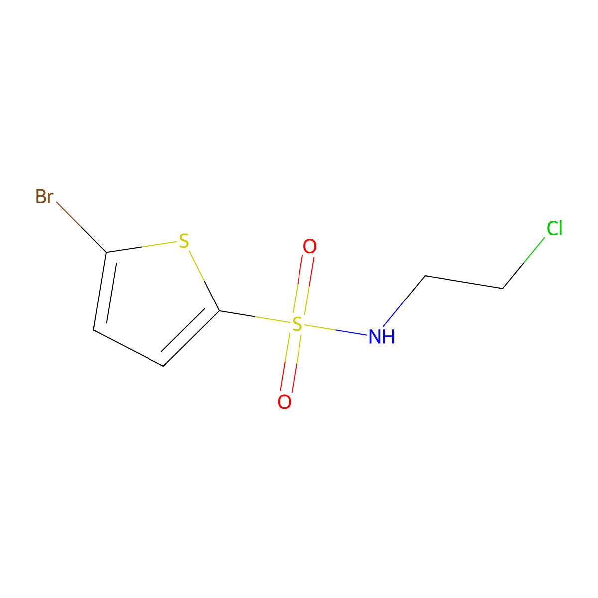 5-bromo-N-(2-chloroethyl)thiophene-2-sulfonamide molecular structure, CAS 1082843-83-1