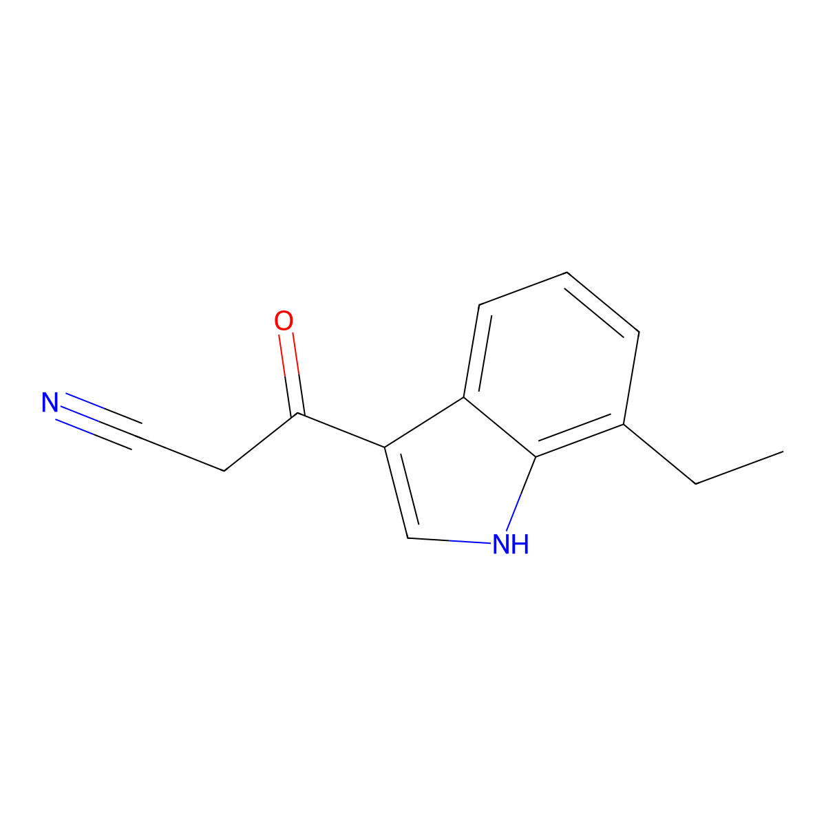 3-(7-ethyl-1H-indol-3-yl)-3-oxopropanenitrile molecular structure, CAS 1082847-50-4