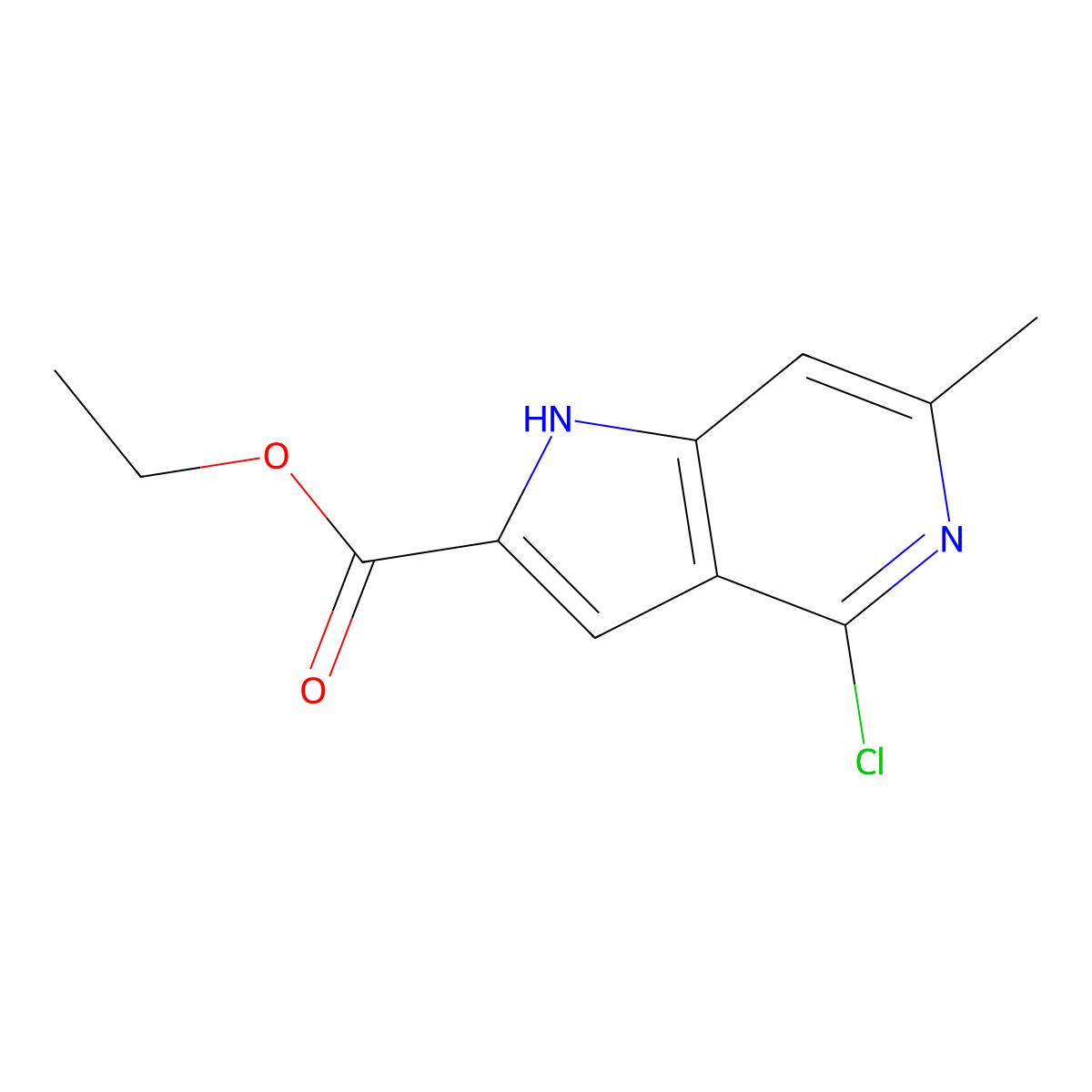 ethyl 4-chloro-6-methyl-1H-pyrrolo[3,2-c]pyridine-2-carboxylate molecular structure, CAS 1082847-63-9