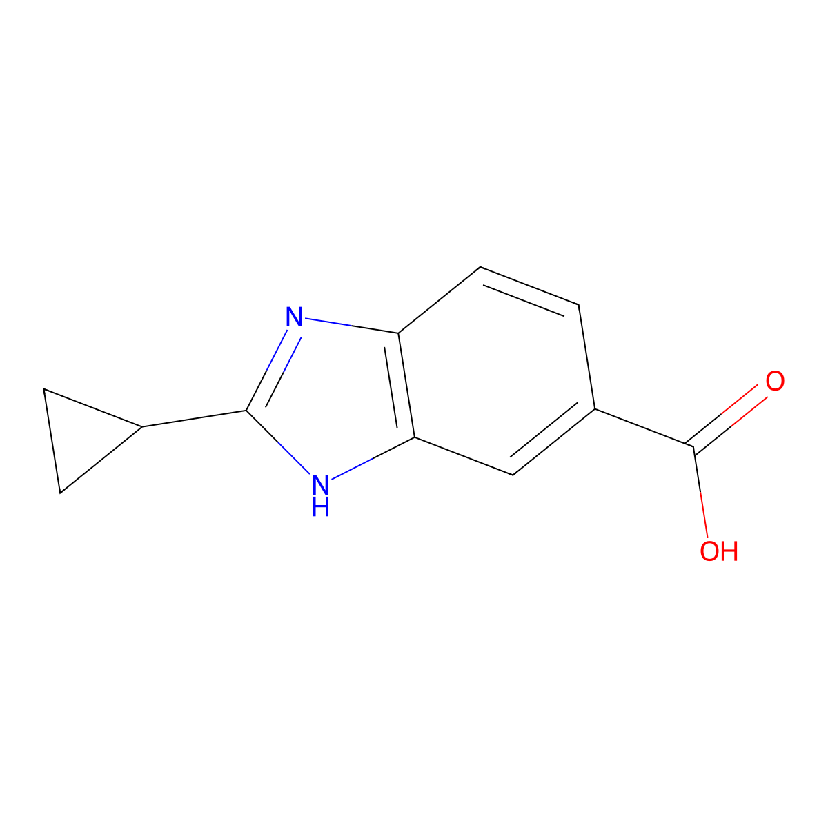 2-cyclopropyl-1H-benzo[d]imidazole-5-carboxylic acid molecular structure, CAS 1082847-74-2