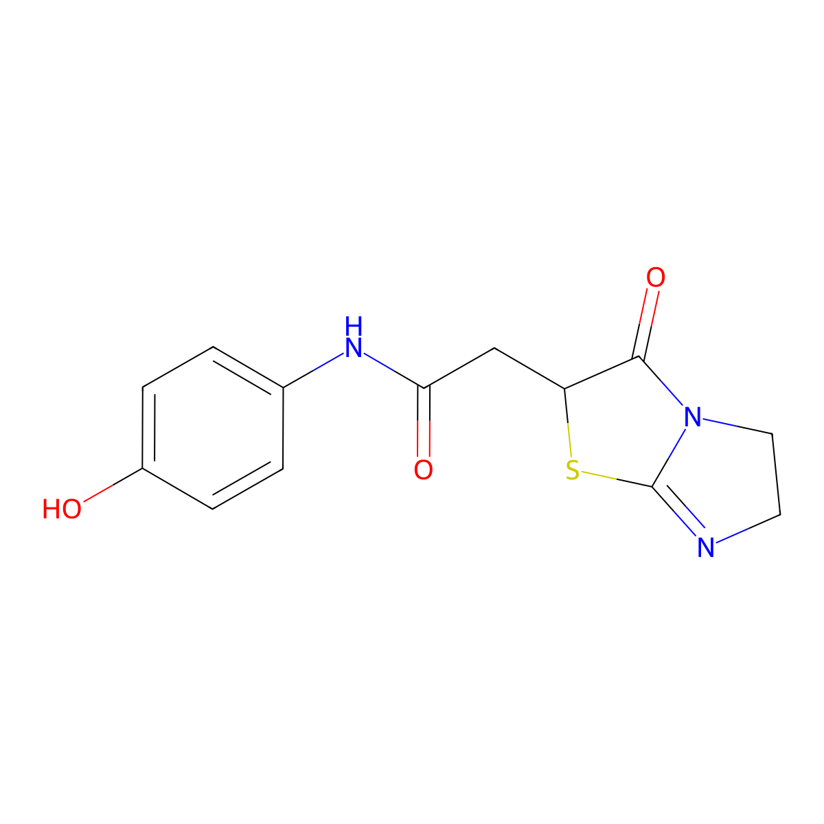 N-(4-hydroxyphenyl)-2-(3-oxo-2,3,5,6-tetrahydroimidazo[2,1-b][1,3]thiazol-2-yl)acetamide molecular structure, CAS 1082859-21-9