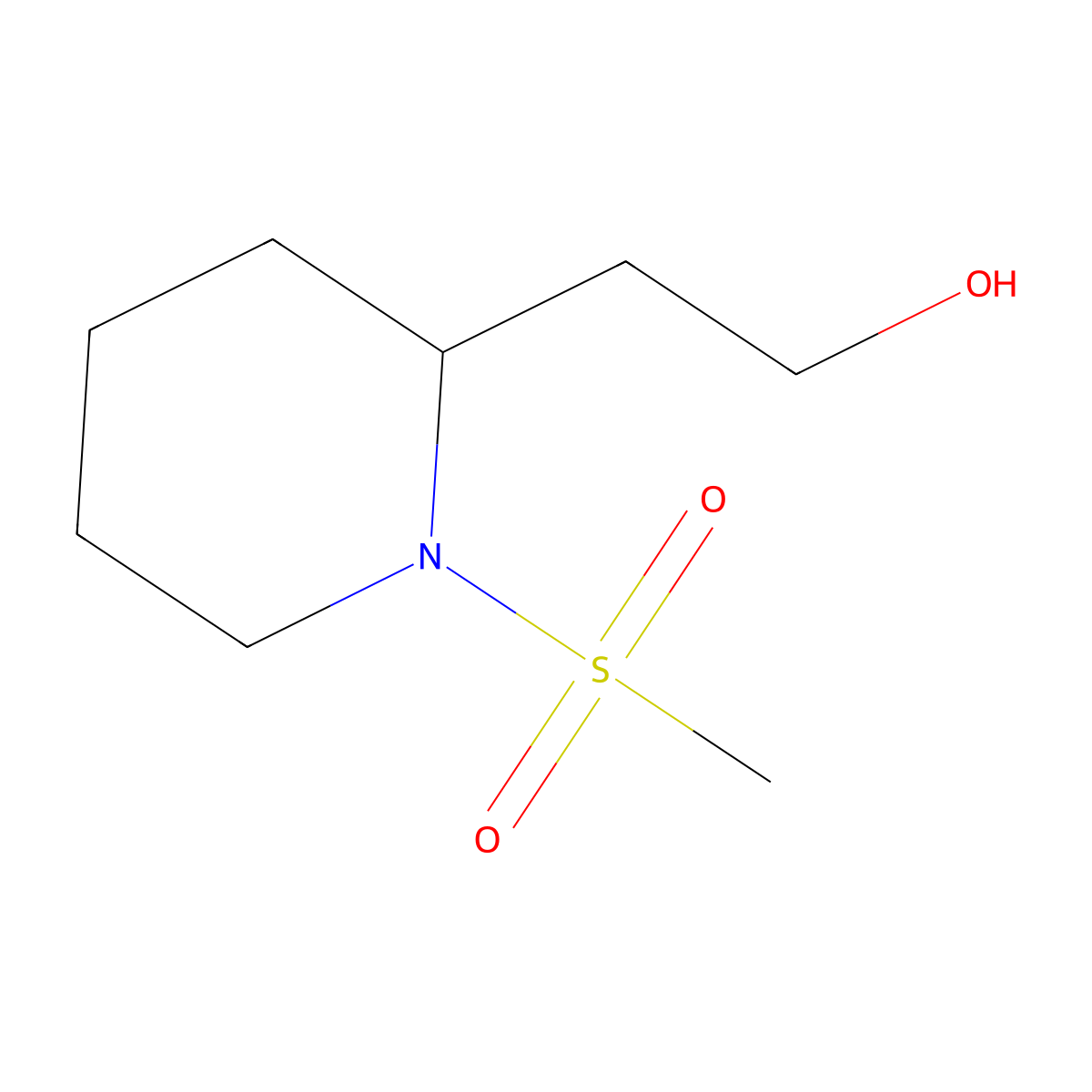 2-(1-Methanesulfonylpiperidin-2-yl)ethan-1-ol molecular structure, CAS 1082862-62-1