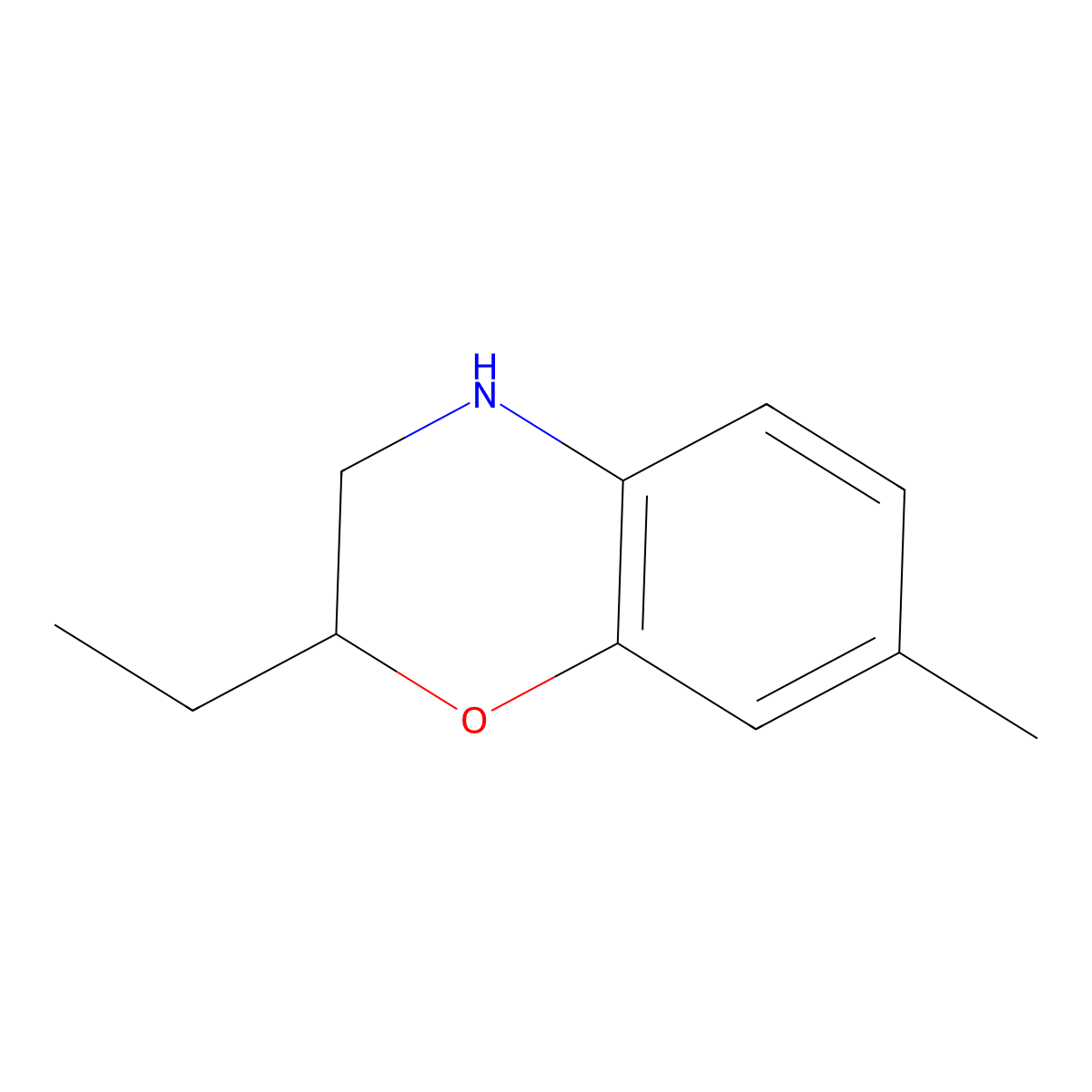 2-ethyl-7-methyl-3,4-dihydro-2H-1,4-benzoxazine molecular structure, CAS 1082865-06-2