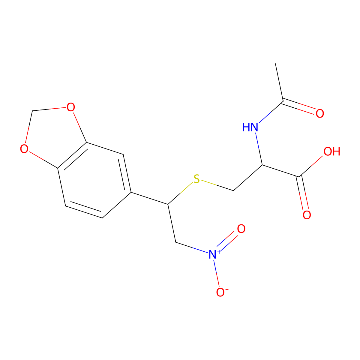 2-Acetamido-3-[1-(1,3-benzodioxol-5-yl)-2-nitroethyl]sulfanylpropanoic acid molecular structure, CAS 1082868-22-1