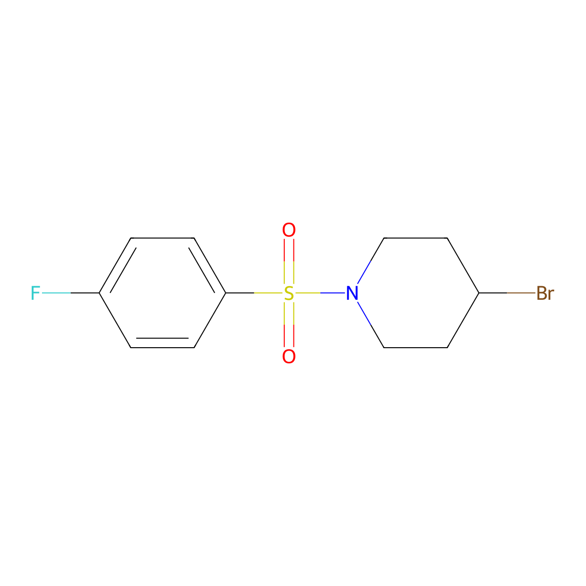 4-Bromo-1-(4-fluorophenylsulfonyl)piperidine molecular structure, CAS 1082872-23-8