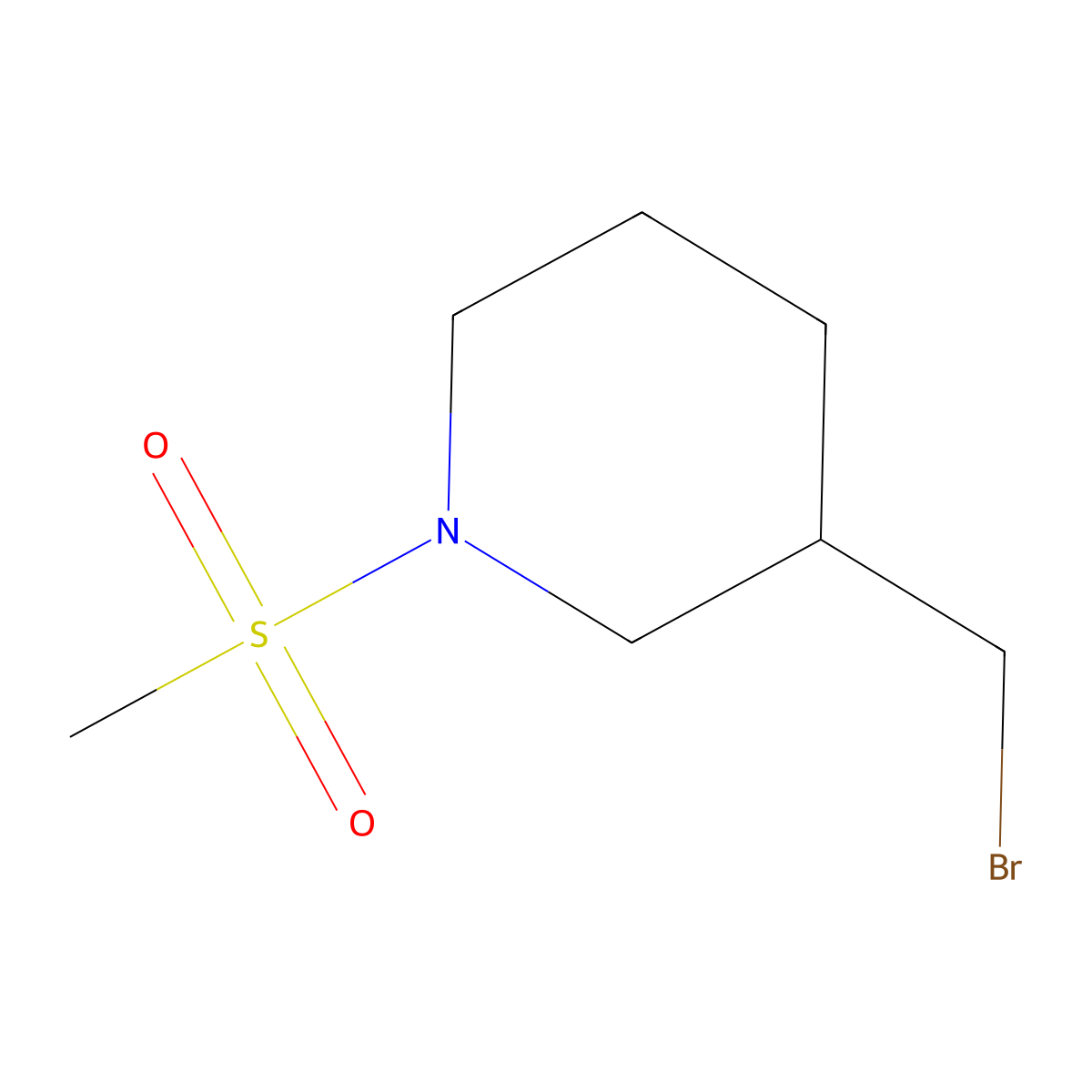 3-(Bromomethyl)-1-(methylsulfonyl)piperidine molecular structure, CAS 1082872-49-8