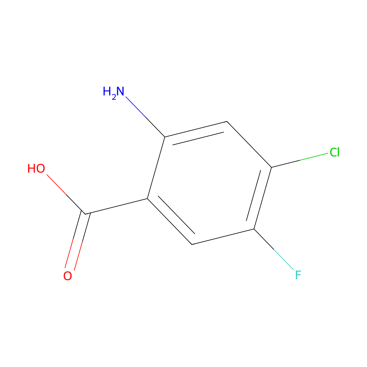 2-Amino-4-chloro-5-fluorobenzoic acid molecular structure, CAS 108288-16-0