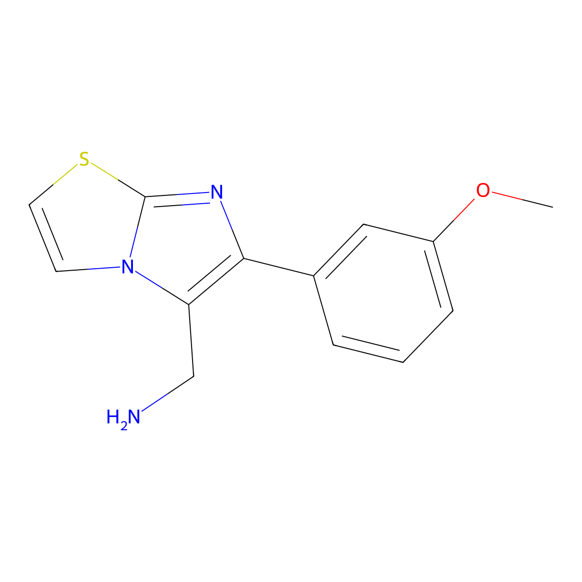 [6-(3-Methoxyphenyl)imidazo[2,1-b][1,3]thiazol-5-yl]methanamine molecular structure, CAS 1082881-23-9