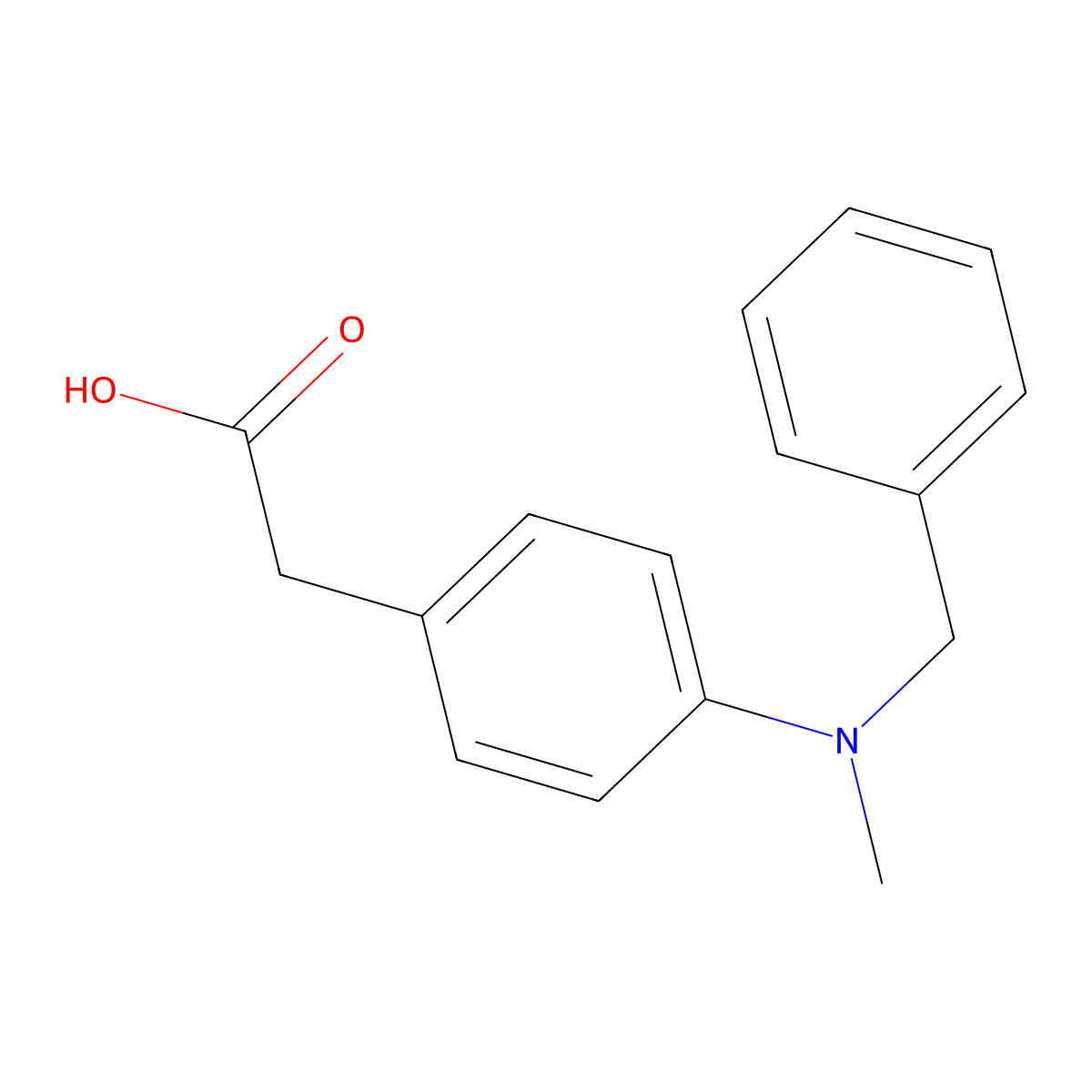 2-[4-[Benzyl(methyl)amino]phenyl]acetic acid molecular structure, CAS 1082881-89-7