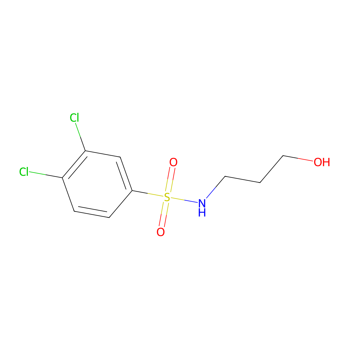 3,4-dichloro-N-(3-hydroxypropyl)benzenesulfonamide molecular structure, CAS 1082883-38-2